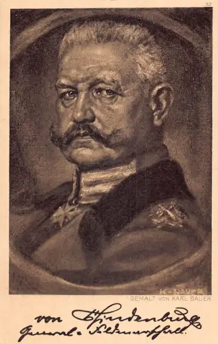 A089 Wohltätigkeit für Preußen Gemälde Portrait von Hindenburg Vintage Postkarte
