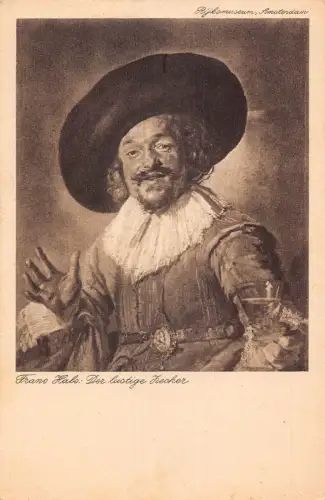 A089 Gemälde Rijksmuseum Amsterdam Frans Hals Lustige Kecher Vintage Postkarte