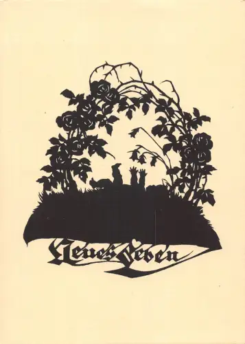 B165 Silhouette Newborn Baby Rosen Neues Leben Vintage Postkarte