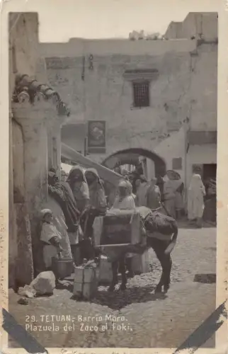 B172 Marokko Teutuan Barrio Moro Plazuela del Zoco el Foki Ureinwohner RPPC Postkarte