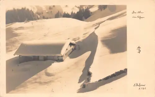 B174 Österreich 1933 Alpenlandschaft im Schneehäuschen RPPC Vintage Postkarte