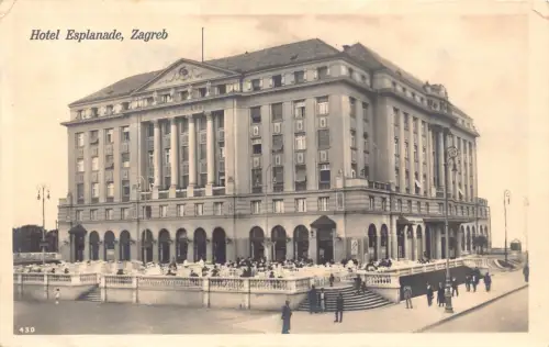 B167 Kroatien 1927 Hotel Esplanade Zagreb RPPC Vintage Postkarte