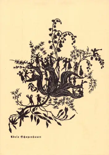 B164 Fantasy Silhouette Kunst von Adele Schopnhauer Feen spielen Blume Postkarte