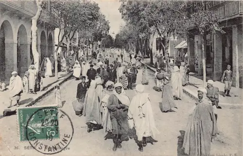 B168 Algerien 1910 Setif Rue Sillegue Street Ureinwohner Ethno Vintage Postkarte