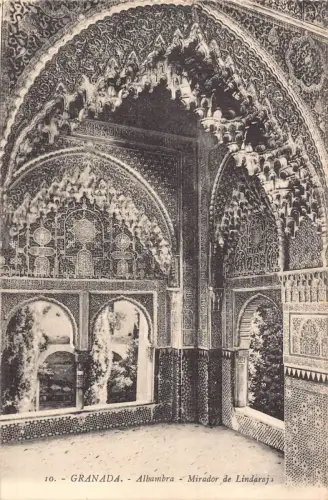 B170 Spanien Granada Alhambra Mirador de Lindaroj Vintage Postkarte