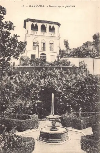 B170 Spanien Granada Generalife Jardines Gärten Vintage Postkarte
