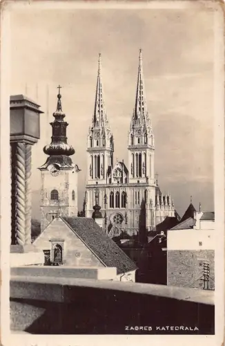 B166 Kroatien 1938 Zagreb Katedrala Kathedrale RPPC Postkarte