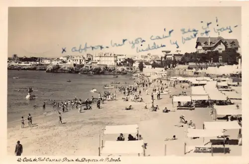 B175 Portugal Costa do Sol Cascais Praia da Duqueza Strand RPPC Postkarte