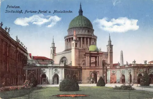 Deutschland 1930 Potsdam Stadtschloss Fortuna Portal Nicolaikirche Vintage Postkarte