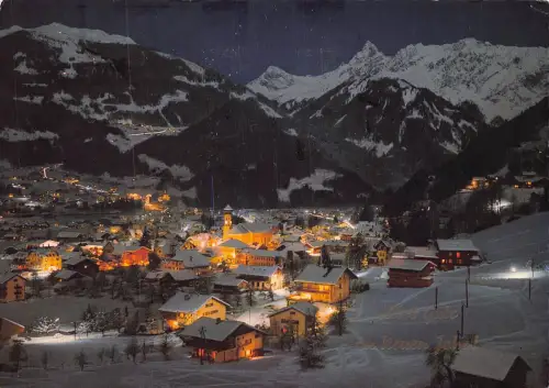 Österreich 1967 Winternacht bei Schruns-Tschagguns Vintage Postkarte