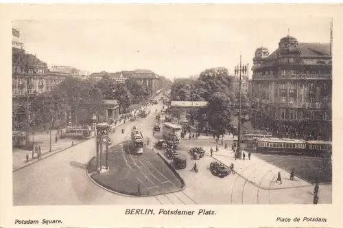 Deutschland Berlin Potsdamer Platz Potsdamer Platz Straßenbahn Bus Autos Oldtimer Postkarte