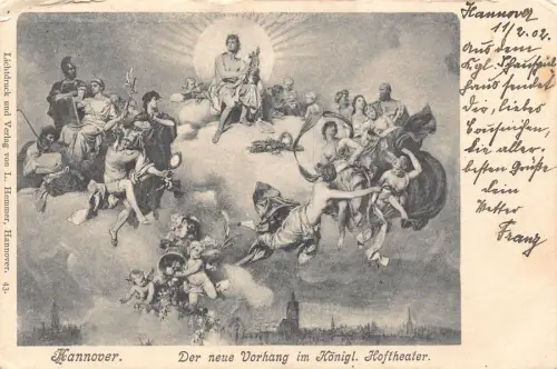 L264 Deutschland 1902 Neue Vorhang Koenigl Hoftheater Hannover Gemälde Postkarte