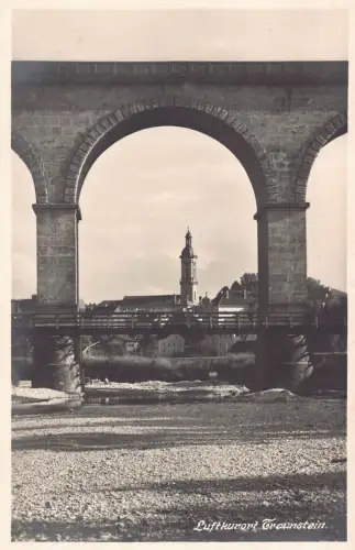 L340 Deutschland Luftkurortt Traunstein Brücke RPPC Vintage Postkarte