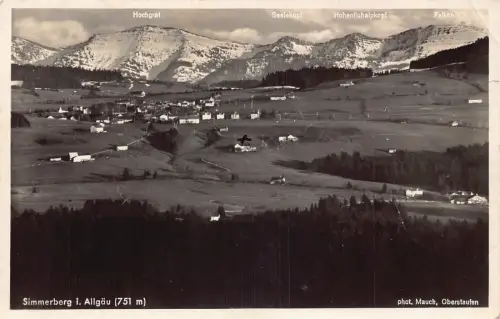 L341 Deutschland Simmerberg i Allgäu 751m Gipfel Vintage Postkarte