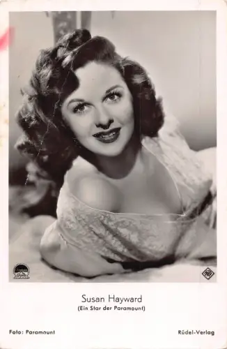 L406 Schauspielerin Susan Hayward Filmstar Kino RPPC Postkarte