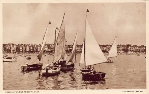 A904 England Westcliff vom Meer Segelboot Vintage Postkarte