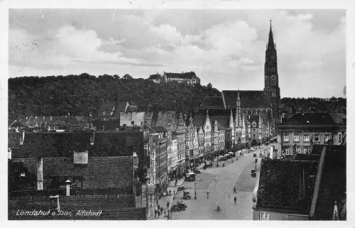 L342 Deutschland 1939 Landshut a Isar Altstadt Autos Oldtimer Postkarte