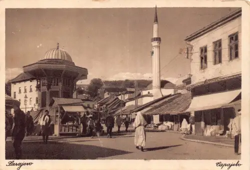 A906 Bosnien und Herzegowina 1919 Sarajevo Turm Bascarsija Postkarte