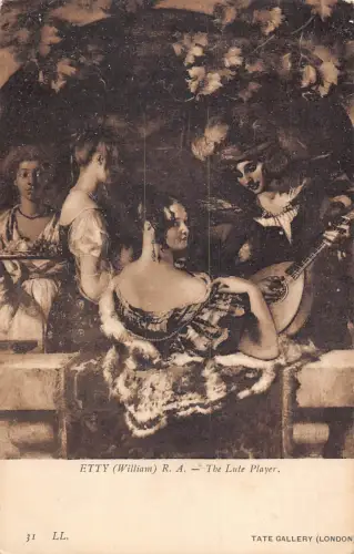 A907 Tate Gallery 1911 Etty RA Kunst Der Lautenspieler Mandoline Musik Postkarte