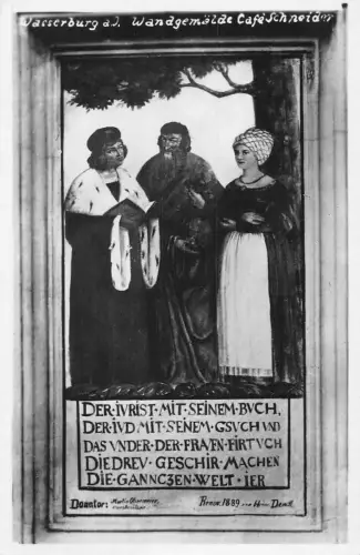 L340 Deutschland Wasserburg a Gasthof Wandgemaelde Cafe Schneider Gemälde Postkarte