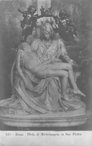 A909 Fine Art Italy Rom Pieta di Michelangelo in San Pietro Vintage Postkarte