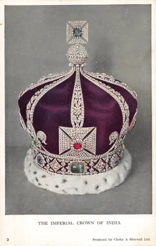 A908 British Royalty Imperial Crown of India Vintage Postkarte