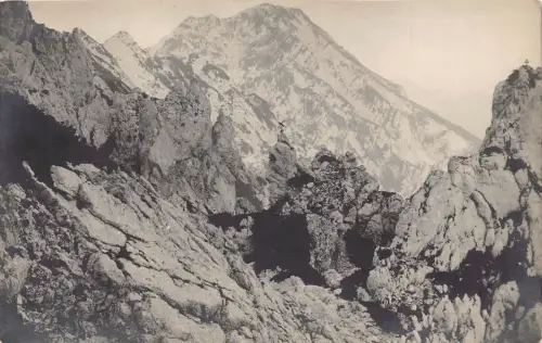 L344 Deutschland 1914 Unbekannter Berg bei Lauingen Mann auf Klippe Postkarte