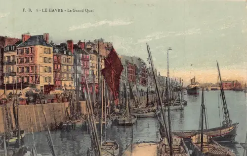 A912 Frankreich Le Havre Le Grand Quai Kai Boote Vintage Postkarte