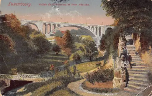 L176 Luxemburg 1922 Vallee de Petrusse et Pont Adolphe Brücke Vintage Postkarte