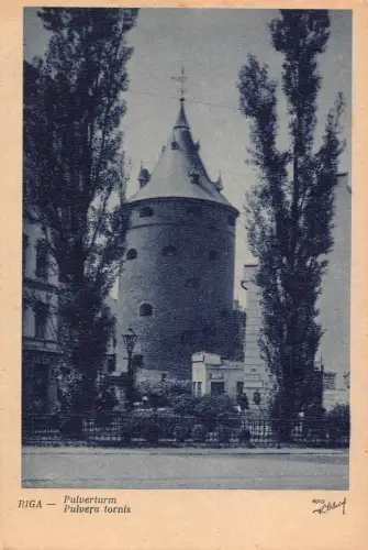 L177 Lettland Riga Pulverium Tower Vintage Postkarte