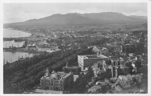 L176 Spanien 1938 Malaga Panoramablick Vintage Postkarte