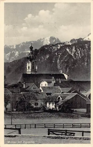 L181 Deutschland 1938 Murnau mit Zugspitze Vintage Postkarte
