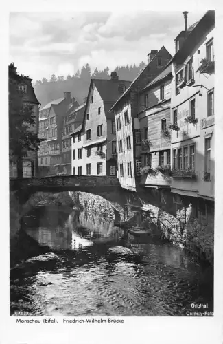 L181 Deutschland Monschau Friedrich-Wilhelm Brücke Vintage Postkarte