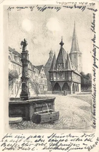 L182 Deutschland 1929 Michelstadt i Odenw Rathaus Kirche Denkmal Vintage Postkarte
