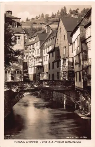 L181 Deutschland Monschau Blick auf die Friedrich-Wilhelm-Brücke Vintage Postkarte