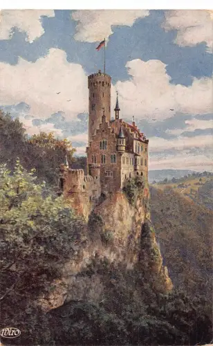L182 Deutschland 1921 Burg Lichtenstein Vintage Postkarte