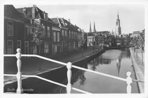 L177 Niederlande Delft Oosteinde Kanal RPPC Vintage Postkarte