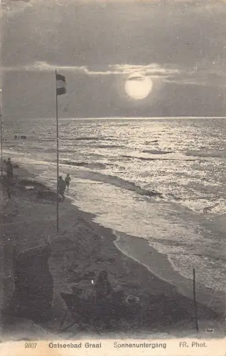 L182 Deutschland 1926 Ostseebad Graal Sonnenuntergang Mondschein Strand Postkarte