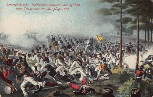 L076 Österreich Infanterie stürmt die Höhen von Strisowitz Schlacht Postkarte