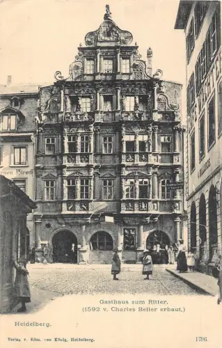 L014 Deutschland Heidelberg Gasthaus zum Gasthof Ritter Vintage Postkarte