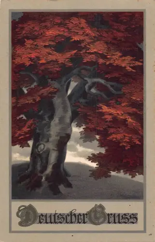 L407 Gruss aus Deutschland 1916 Baum künstler karte Vintage Postkarte
