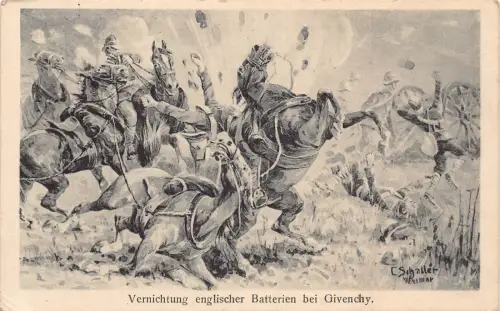 L076 Deutschland 1916 WWI Zerstörung englische Batterien bei Givenchy Feld Postkarte
