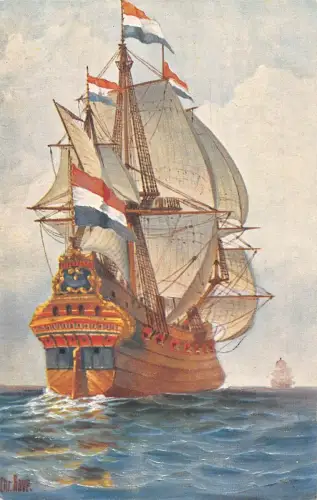 L407 Segelschiff Niederländisch Ostindien Reisender Vintage Postkarte