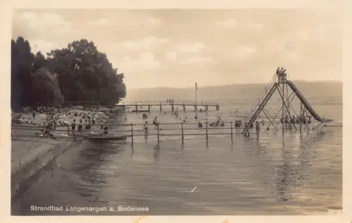 L188 Deutschland 1924 Langenargen a Bodensee Strandbad Strand Vintage Postkarte