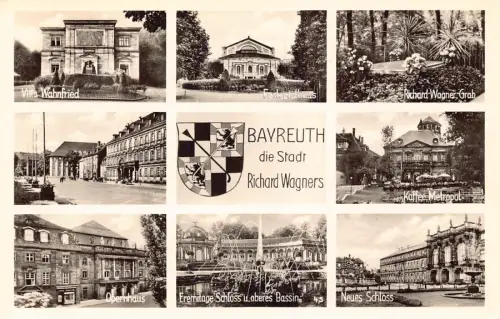 L346 Deutschland Bayreuth Wappen Opernschloss Villa Wahnfried Kaffee Postkarte