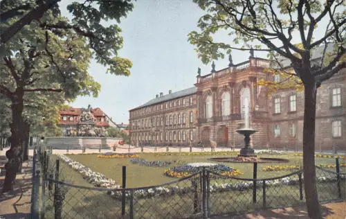 L346 Deutschland Bayreuth Kgl Neues Schloss Schlossgarten Brunnen Vintage Postkarte