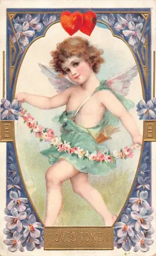 L220 Valentinstag Grüße 1909 Cherub Liebesmarke Prägepostkarte