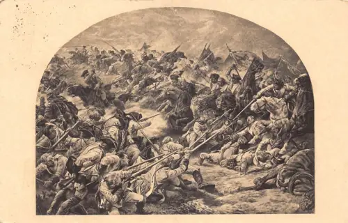 A092 Gemälde 1921 Schlacht Krieg Hohenfriedeberg 1745 signiert B Jansen Postkarte