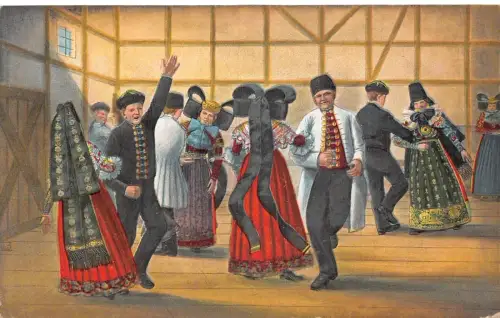 A093 Volk 1911 Menschen tanzen in Tracht Schaumburg-Lippe Postkarte