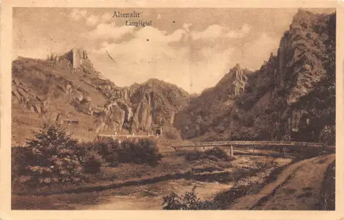 L011 Deutschland 1922 Altenahr Langfigtalbrücke Berge Vintage Postkarte